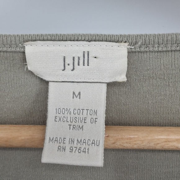 J Jill Womens Olive Green 3/4 Sleeve Top Sz Medium Basic Capsule Staple Layer - Picture 7 of 11